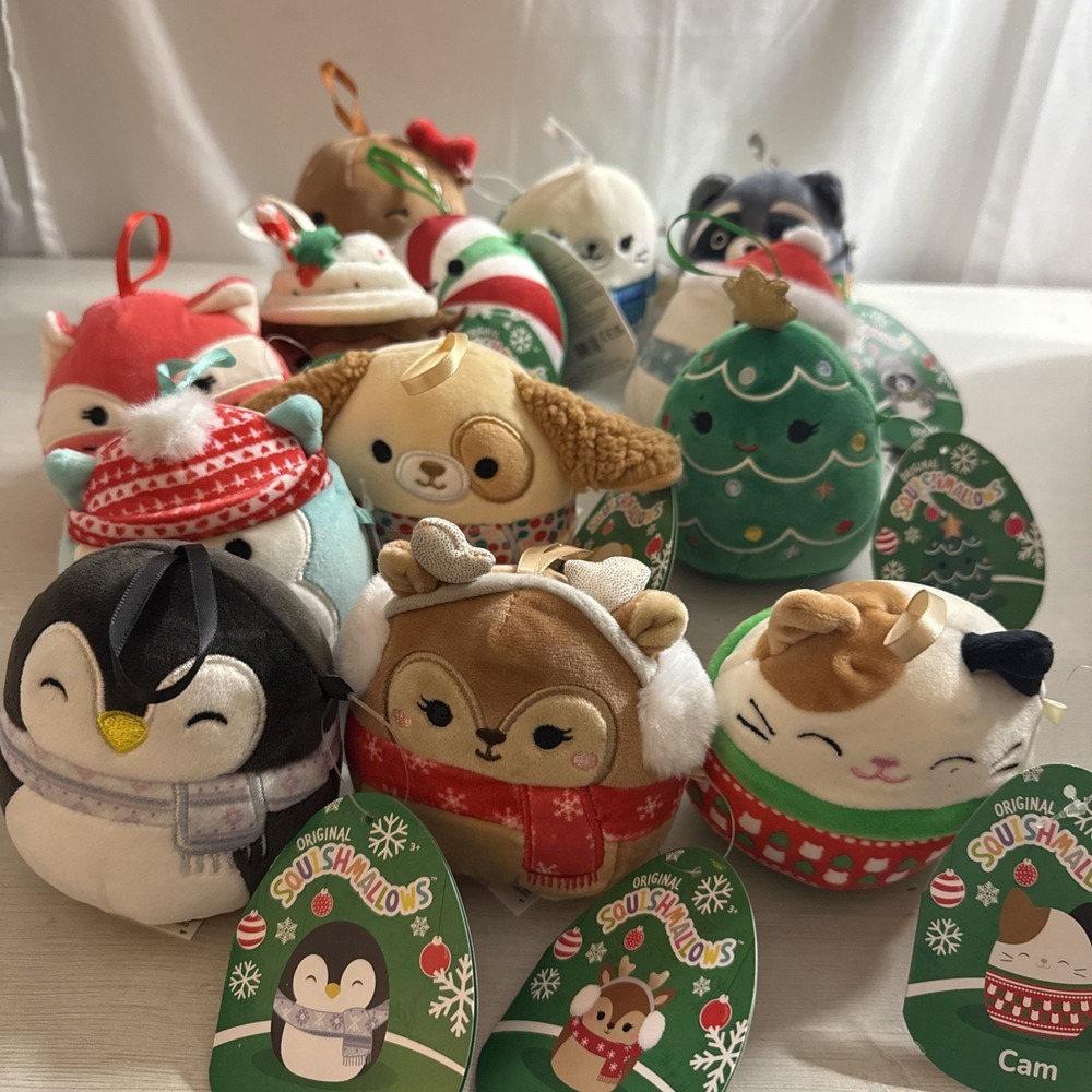 Squishmallows Christmas Holiday Plush Ornament Lot of 13 Mini 4" w/ Tags